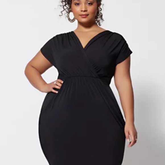 Fashion to Figure Dresses & Skirts - FTF Shiloh Draped Bodycon Dress in Black